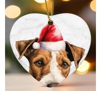 Chapeau de Noël en céramique pour décoration de sapin de Noël, motif chien renard terrier, cœur, pendentif amusant, décoration de Noël, souvenir de vacances, Nouvel An, cadeaux pour enfants et