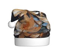 Chapeau de Noël en peluche adulte WHJSSF bohème blanc lotus imprimé doux et confortable pour les fêtes danses Halloween