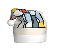 Chapeau de Noël en peluche adulte WHJSSF Mondrian abstractionisme petit animal imprimé doux et confortable pour les fêtes danses Halloween