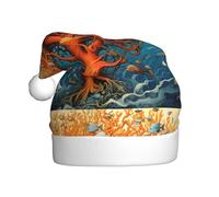 Chapeau de Noël en peluche adulte YYHHAOFA arbre de vie poisson tropical image avec toucher doux pour fête de Noël adapté aux hommes et aux femmes