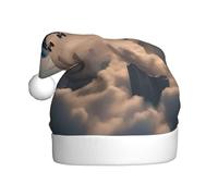 Chapeau de Noël en peluche adulte YYHHAOFA Avion dans le ciel Image douce au toucher pour fête de Noël Convient pour les hommes et les femmes