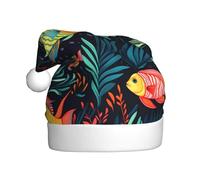 Chapeau de Noël en peluche adulte YYHHAOFA poisson tropical avec image douce au toucher pour fête de Noël adapté pour homme et femme