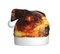Chapeau de Noël en peluche de basket-ball sur le feu et l'eau éclaboussant la flamme, accessoire de costume festif, doux au toucher, parfait pour Noël et les fêtes de fin d'année.