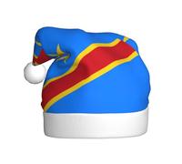 Chapeau de Noël en peluche drapeau du Congo, accessoire de costume festif, doux au toucher, parfait pour Noël et fêtes de fin d'année.