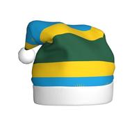 Chapeau de Noël en peluche drapeau du Rwanda, accessoire de costume festif, doux au toucher, parfait pour Noël et fêtes de fin d'année.