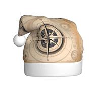 Chapeau de Noël en peluche pour adulte HJFCZH boussole imprimé mer doux et confortable pour les fêtes, danses d'Halloween