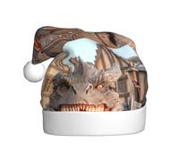 Chapeau de Noël en peluche pour adulte Imprimé monstre YYHWHJDE Lézard Doux et confortable pour les fêtes danses Halloween