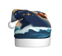 Chapeau de Noël en peluche pour adulte Imprimé WHJSSF Ship Ocean Doux et confortable pour les fêtes danses Halloween