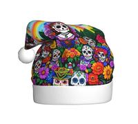 Chapeau de Noël en peluche pour adulte Imprimé YYHWHJDE Day of The Dead doux et confortable pour les fêtes, danses d'Halloween