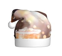 Chapeau de Noël en peluche pour adulte Motif thé au lait WHJSHOP doux et confortable pour les fêtes, danses d'Halloween