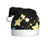 Chapeau de Noël en peluche pour adulte Motif WHJSHOP étoiles scintillantes sur terre avec toucher doux pour fête de Noël