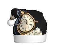 Chapeau de Noël en peluche pour adulte Motif WHJSHOP Time is Money doux et confortable pour les fêtes, danses d'Halloween