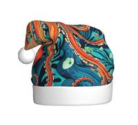 Chapeau de Noël en peluche pour adulte Motif WHJSHOP Tortue Pieuvre Image sur le thème de l'océan Doux et confortable pour les fêtes, danses d'Halloween