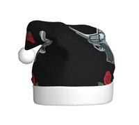 Chapeau de Noël en peluche pour adulte Motif WHJSHOP Twin Guns and Roses Doux et confortable pour les fêtes, danses d'Halloween