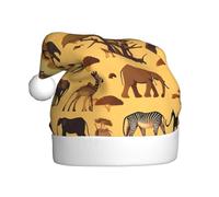 Chapeau de Noël en peluche pour adulte WHJSHOP Animaux africains Image douce et confortable pour les fêtes, danses d'Halloween