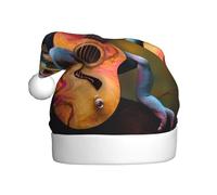 Chapeau de Noël en peluche pour adulte WHJSHOP Caméléon jouant de la guitare Image douce et confortable pour les fêtes, danses d'Halloween