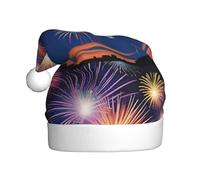 Chapeau de Noël en peluche pour adulte WHJSHOP Fireworks In The Sky Image douce et confortable pour les fêtes, danses d'Halloween