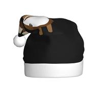 Chapeau de Noël en peluche pour adulte WHJSHOP Little Sheep Tasting Coffee Pattern avec toucher doux pour fête de Noël