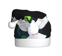 Chapeau de Noël en peluche pour adulte WHJSHOP Motif colombe blanche devant la terre avec toucher doux pour fête de Noël
