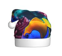 Chapeau de Noël en peluche pour adulte WHJSHOP Ocean Tropical Fish Coral Undersea World Pattern avec toucher doux pour fête de Noël