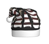 Chapeau de Noël en peluche pour adulte - WHJSHOP - Soldats militaires américains - Image patriotique du jour commémoratif doux et confortable pour les fêtes, les danses d'Halloween