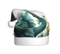 Chapeau de Noël en peluche pour adulte WHJSHOP The Green Flying Fish Pattern doux et confortable pour les fêtes, danses d'Halloween