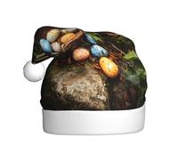 Chapeau de Noël en peluche pour adulte WHJSHOP Trésors de Pâques dans le jardin Motif doux au toucher pour fête de Noël