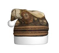Chapeau de Noël en peluche pour adulte WHJSHOP vintage carte du monde image douce et confortable pour les fêtes, danses d'Halloween