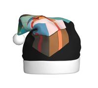 Chapeau de Noël en peluche pour adulte WHJSSF avec boîte cadeau sur montgolfière Imprimé doux et confortable pour les fêtes, danses d'Halloween