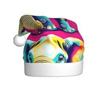 Chapeau de Noël en peluche pour adulte WHJSSF imprimé éléphant joyeux doux et confortable pour les fêtes, danses d'Halloween