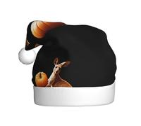 Chapeau de Noël en peluche pour adulte WHJSSF Kangourou grimpant une citrouille Imprimé doux et confortable pour les fêtes danses Halloween