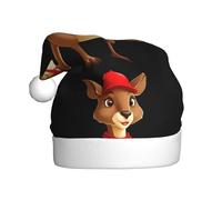 Chapeau de Noël en peluche pour adulte WHJSSF Kangourou portant un chapeau rouge imprimé doux et confortable pour les fêtes, danses d'Halloween
