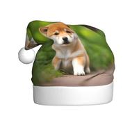 Chapeau de Noël en peluche pour adulte WHJSSF mignon Shiba Inu imprimé doux et confortable pour les fêtes, danses d'Halloween