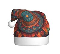 Chapeau de Noël en peluche pour adulte YYHHAOFA abstrait champignon coloré Mandala image avec toucher doux pour fête de Noël