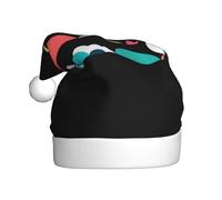 Chapeau de Noël en peluche pour adulte YYHHAOFA coloré avec image du monde humain doux au toucher pour fête de Noël adapté pour les hommes et les femmes