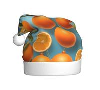 Chapeau de Noël en peluche pour adulte YYHHAOFA Many Delicious Oranges Image avec toucher doux pour fête de Noël