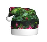 Chapeau de Noël en peluche pour adulte YYHHAOFA Patch Of Swallowtail Fleurs Image avec toucher doux pour fête de Noël Convient pour homme et femme