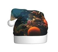 Chapeau de Noël en peluche pour adulte YYHHAOFA Petit poisson paradis image avec toucher doux pour fête de Noël