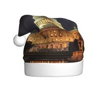 Chapeau de Noël en peluche pour adulte YYHHAOFA The United States Capitol at Night Image avec toucher doux pour fête de Noël