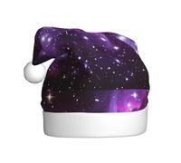 Chapeau de Noël en peluche pour adulte YYHHAOFA Violet Ciel étoilé avec toucher doux pour fête de Noël Convient aux hommes et aux femmes