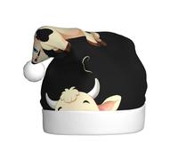 Chapeau de Noël en peluche pour adulte YYHWHJDE avec impression de petite vache super mignonne avec toucher doux pour fête de Noël