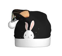 Chapeau de Noël en peluche pour adulte YYHWHJDE ciel étoilé lapin sur montgolfière impression avec toucher doux pour fête de Noël