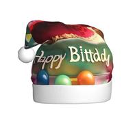 Chapeau de Noël en peluche pour adulte YYHWHJDE Happy Birthday Belle impression douce et confortable pour les fêtes, danses d'Halloween