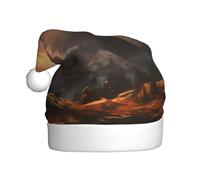 Chapeau de Noël en peluche pour adulte YYHWHJDE Mountain Sunrise Printing doux et confortable pour les fêtes, danses d'Halloween