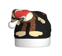 Chapeau de Noël en peluche pour adulte YYHWHJDE Polka Dot Singe avec impression cœur doux au toucher pour fête de Noël