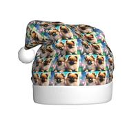 Chapeau de Noël en peluche pour adulte YYHWHJDE Poméraniens chiots et impression de points avec toucher doux pour fête de Noël