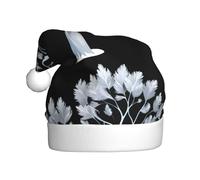 Chapeau de Noël en peluche pour adulte YYHWHJDE The Breeze souffle les arbres argentés Impression douce au toucher pour fête de Noël