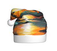 Chapeau de Noël en peluche pour adulte YYHWHJDE Tropical Beach Palm Tree Sunset Impression doux et confortable pour les fêtes, danses d'Halloween