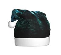 Chapeau de Noël Ghost Hid Behind The Trees pour adultes avec pompon imprimé sur toute la surface Chapeau de Père Noël en polaire pour fête de Noël, doux, durable, couleurs résistantes, taille standard