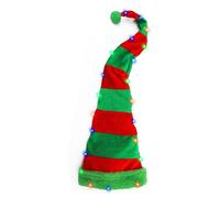 Chapeau de Noël lumineux - Chapeau de Père Noël LED en velours doré | Bonnet de vacances rayé | Accessoires de costume de Noël pour fêtes, événements du Nouvel An | Chapeau lumineux festif pour